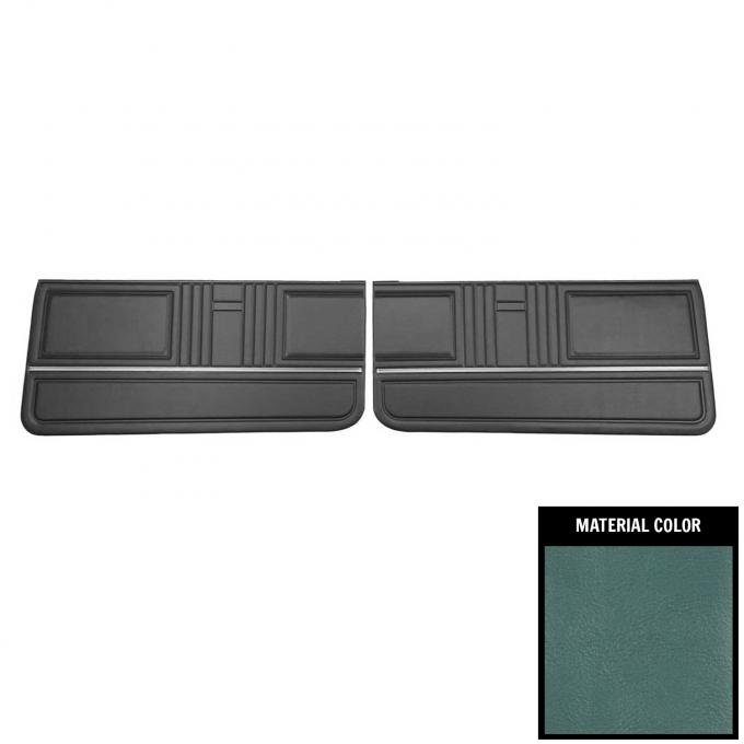 PUI Interiors 1967 Camaro Pre-Assembled Platinum Edition Light Blue Front Door Panels 67FD12-P