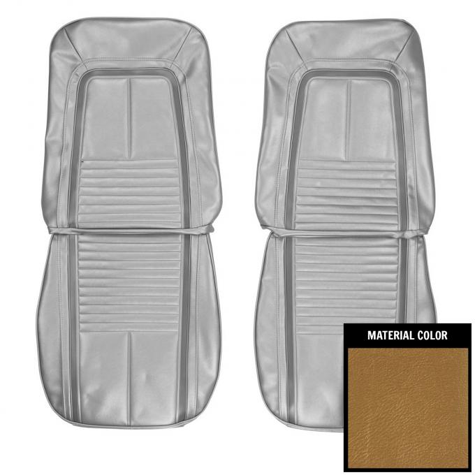 PUI Interiors 1967 Chevrolet Camaro Deluxe Gold & White Front Bucket Seat Covers 67DS43U