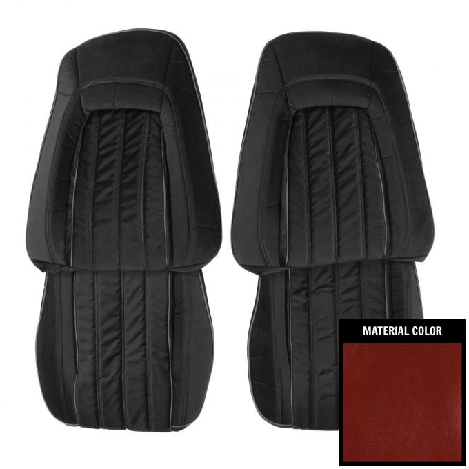 PUI Interiors 1977 Pontiac Firebird Deluxe Carmine Cloth Front Bucket Seat Covers 77HSC38U
