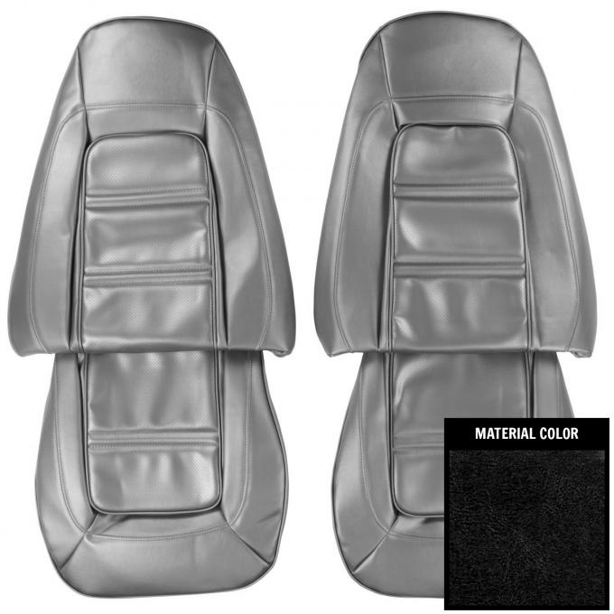 PUI Interiors 1973-1975 Pontiac Firebird Deluxe Black Front Bucket Seat Covers 73HS10U