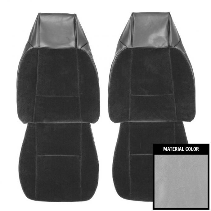 PUI Interiors 1979 Chevrolet Camaro Berlinetta Custom Cloth Silver Front Bucket Seat Covers 79DSC66U