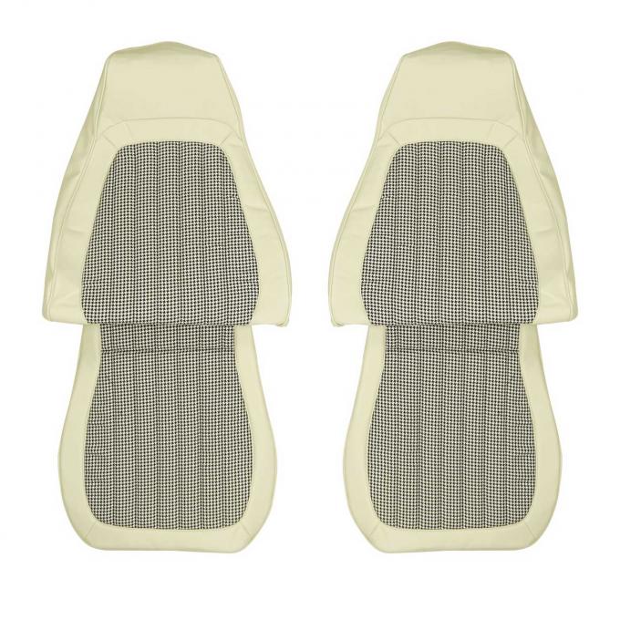 PUI Interiors 1993-02 Camaro Deluxe White W/Houndstooth Inserts Front Bucket Seat Covers 93FSPO37U