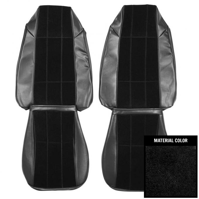 PUI Interiors 1976 Chevrolet Camaro LT Custom Cloth Black Front Bucket Seat Covers 76DSC10U