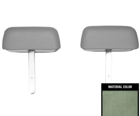 PUI Interiors 1969 Camaro/Firebird Pre-Assembled Straight Bar Dark Metallic Green Headrests 69FH24U-PS