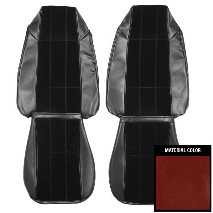 PUI Interiors 1977-78 Chevrolet Camaro LT Custom Cloth Carmine Front Bucket Seat Covers 77DSC38U