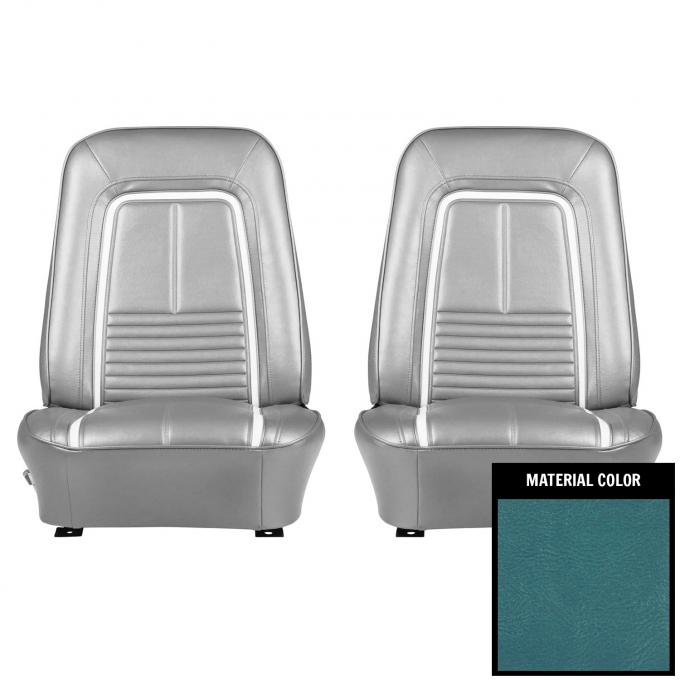 PUI Interiors 1967 Chevrolet Camaro Deluxe Bright Blue & White Front Bucket Seat Covers 67DS14U