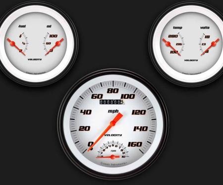 Classic Instruments Velocity White Three Gauge Set VS61WBLF