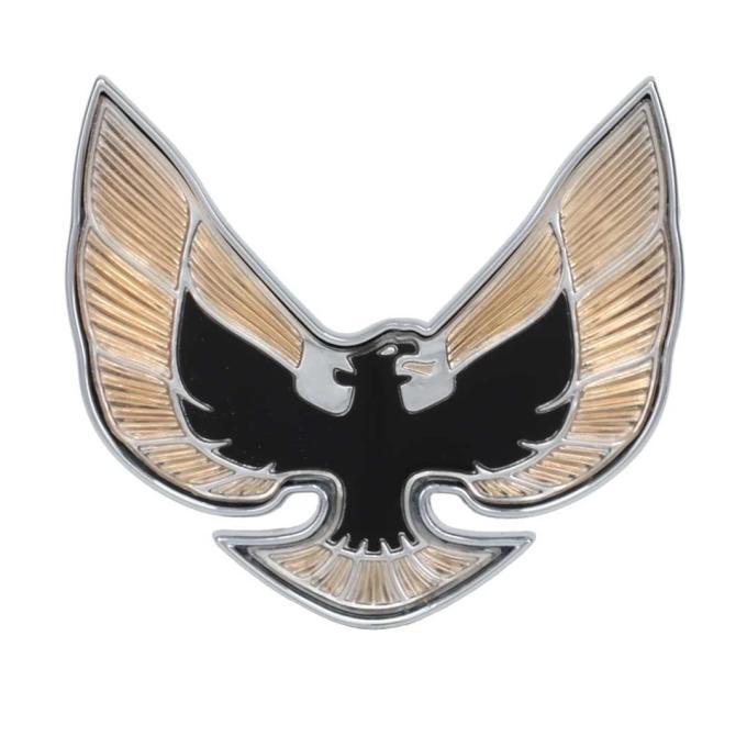 AMD Header Panel Emblem, Bird Logo Black and Gold, 74-76 Firebird T-8550A