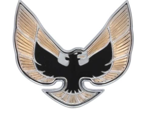 AMD Header Panel Emblem, Bird Logo Black and Gold, 74-76 Firebird T-8550A