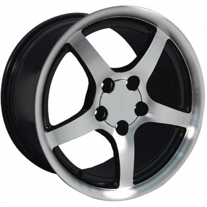 Firebird 17 X 9.5 C5 Style Deep Dish Reproduction Wheel, Black With Machined Face, 1993-2002