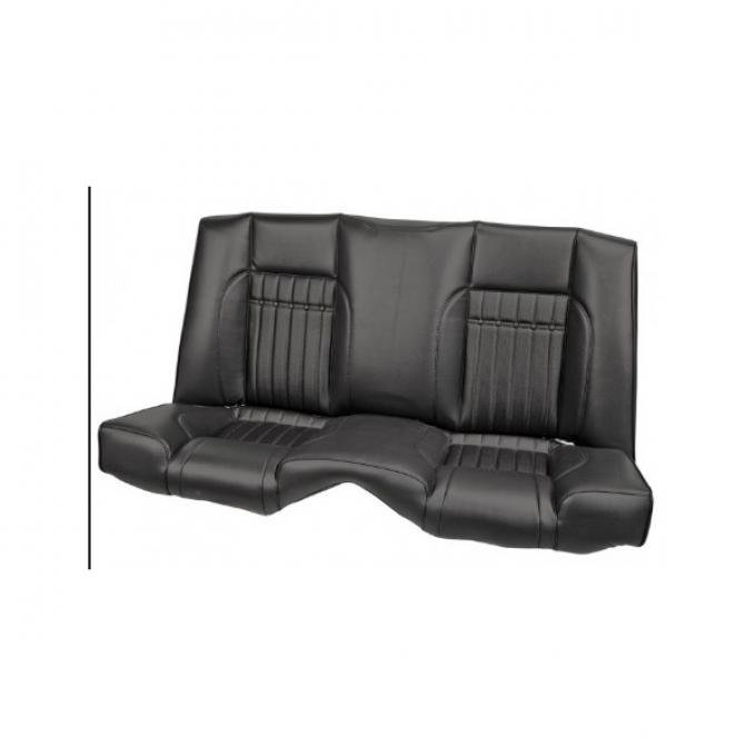 Camaro 1967-68  Sport X Rear Seat Upholstery & Foam Kit Matte Black Vinyl & Black Contrasting Stitch, with Black Grommets