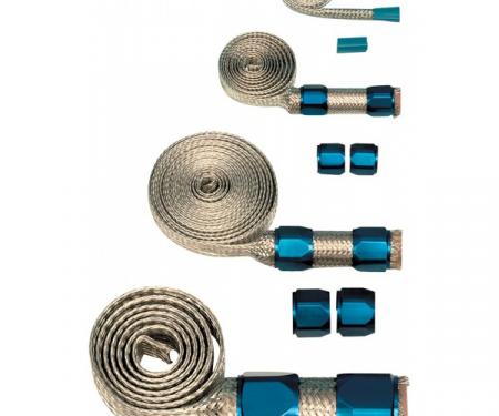 Camaro Universal Hose Cover Kit, Stainless Steel, With Blue Clamps, 1970-2002