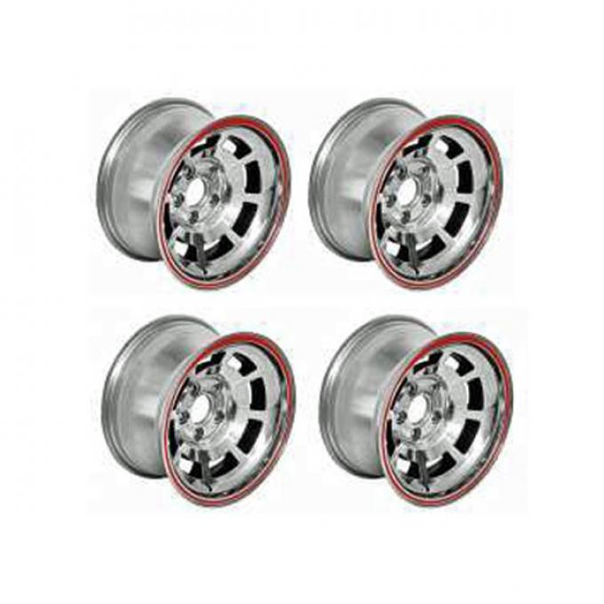 Corvette-Style Reproduction Polished Aluminum Pace Car Wheel Set, 1967-2002