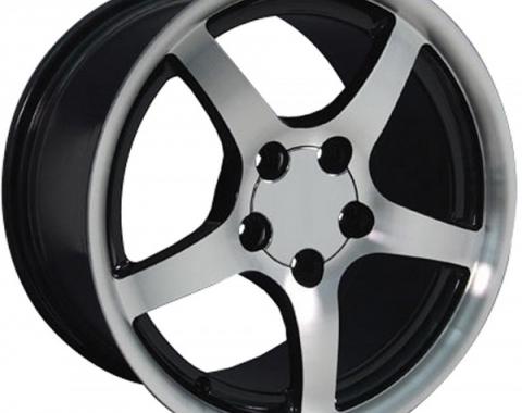 Firebird 17 X 9.5 C5 Style Deep Dish Reproduction Wheel, Black With Machined Face, 1993-2002