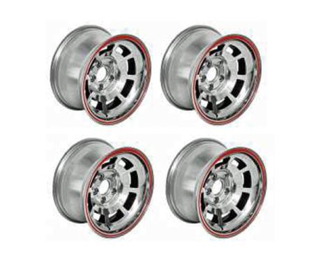 Corvette-Style Reproduction Polished Aluminum Pace Car Wheel Set, 1967-2002