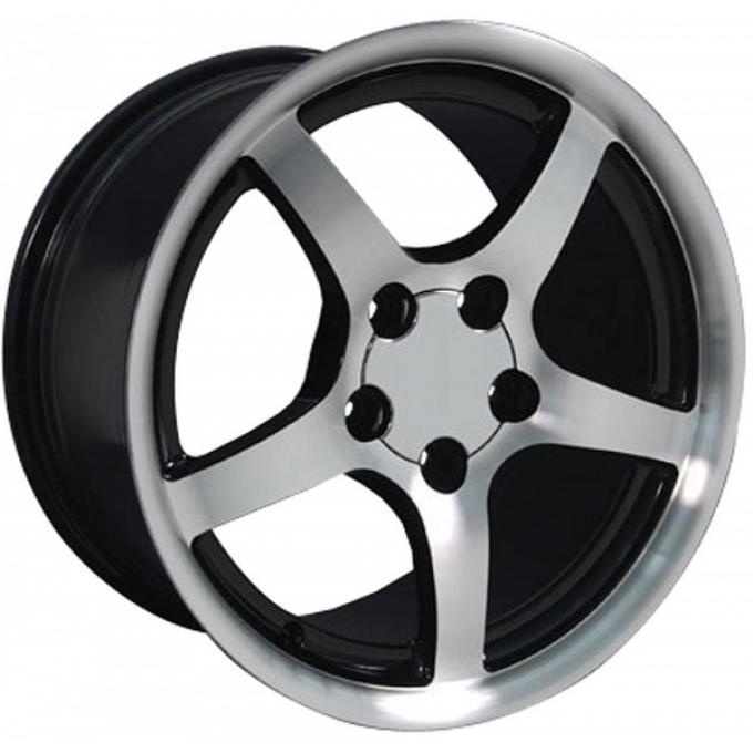 Firebird 18 X 9.5 C5 Style Deep Dish Reproduction Wheel, Black With Machined Face, 1993-2002