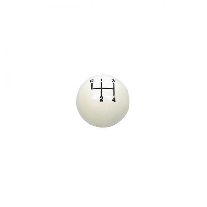 Firebird Shifter Knob, Manual Transmission, White Ball, 3/8" Thread, 4-Speed Shift Pattern, For Cars With Hurst Shifter, 1969