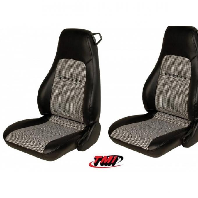 Camaro Retro Houndstooth Front Seat Covers, Black & White, 1997-2002