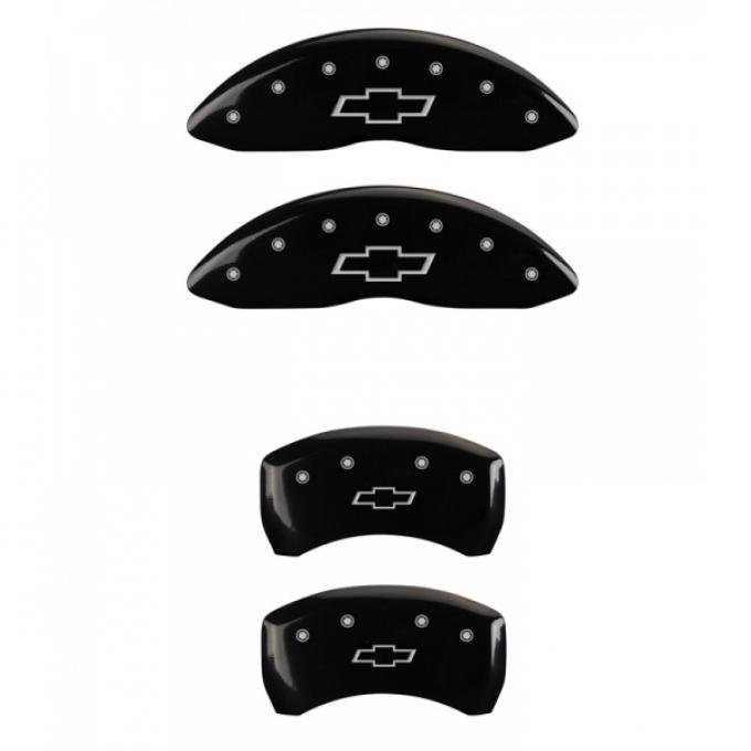 Camaro Caliper Covers, Black, V6, Front & Rear Bowtie Logo,2010-2013