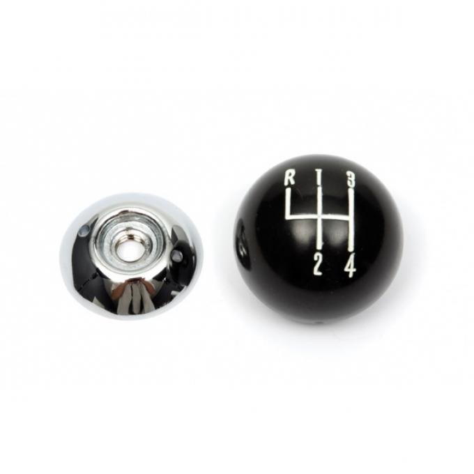 Firebird Shifter Knob, Manual Transmission, Black Ball/Chrome Base, 3/8" Thread, 4-Speed Shift Pattern, For Cars With Hurst Shifter, 1967-1968