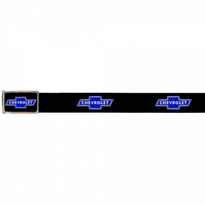 Web Belts, Up to 46'' Waist, Chevy Blue Bowtie Logo, Logo On Belt, Without Bottle Opener