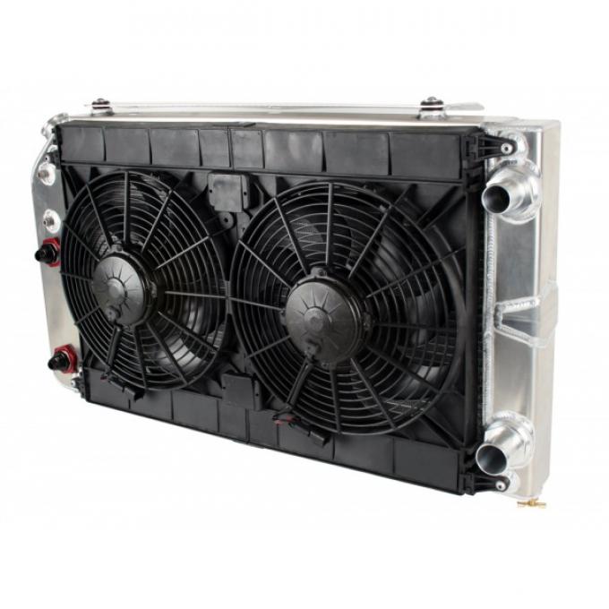 Camaro Radiator Module 2 Pass LS Engine With Spal Dual 11" Fans And Transmission Cooler 1970-1981