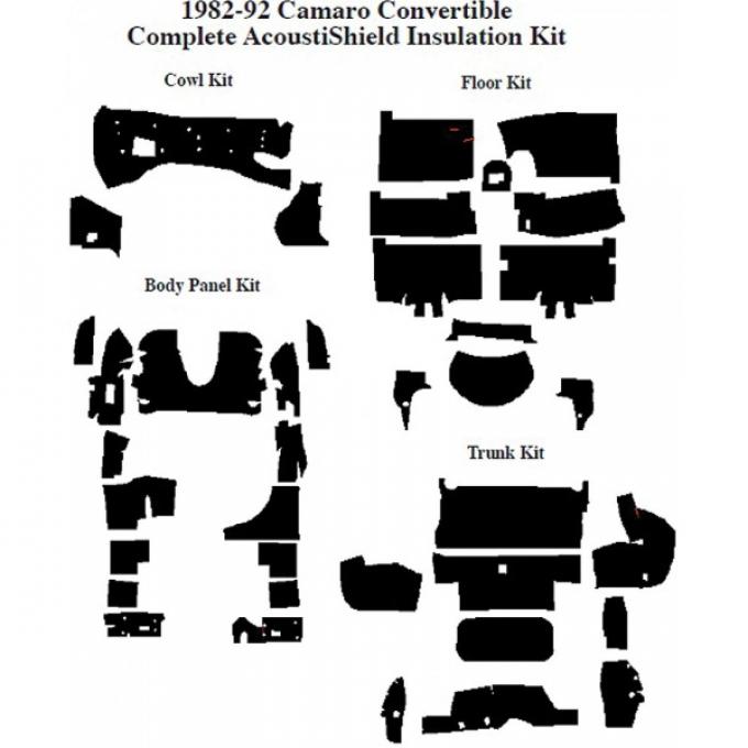 Camaro Insulation, QuietRide, AcoustiShield, Complete Kit, Convertible, 1987-1992