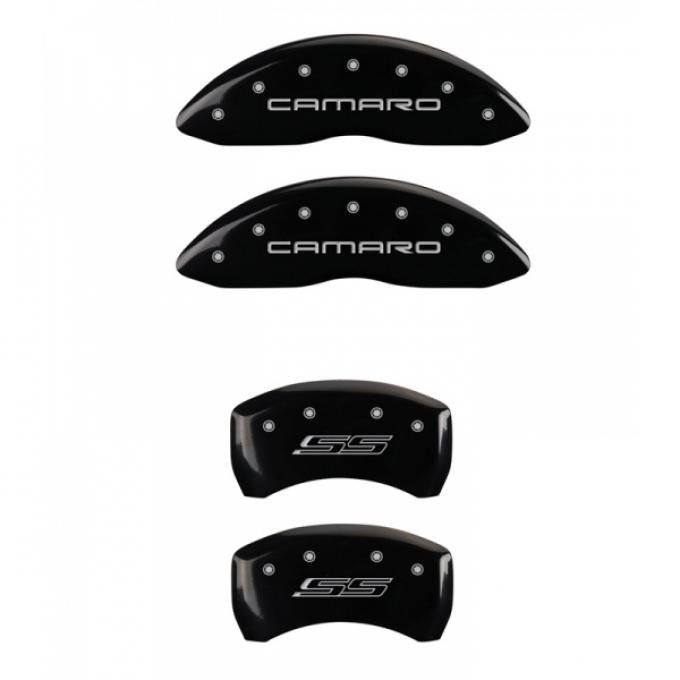 Camaro Caliper Covers, Black, Front Camaro & Rear SS Logo, V8, 2010-2013