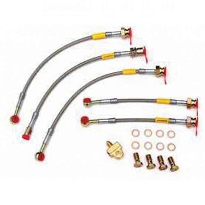 Firebird Braided Disc Brake Hose Kit, Stainless Steel, With Rear Disc Brakes, Goodridge, 1985-1988