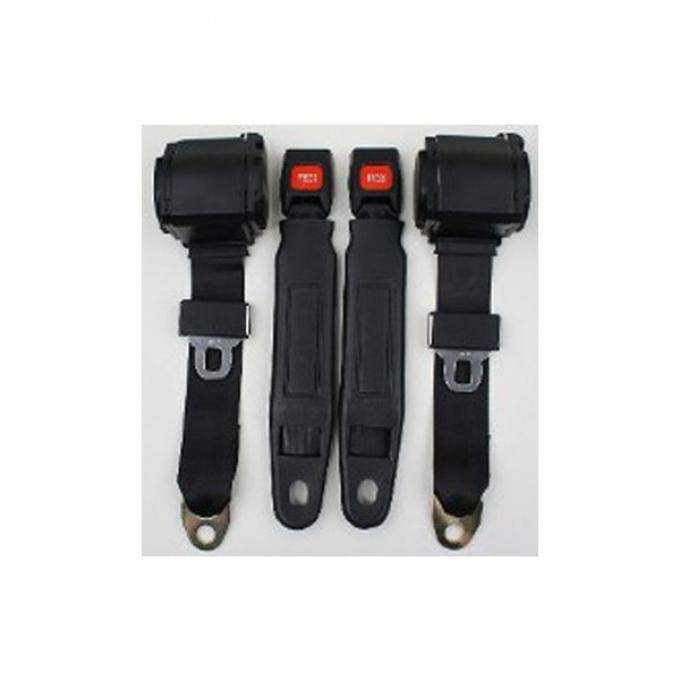 Firebird 3-Point Seat Belt With Plastic Push Button, For Bucket Seats, 1967-1975