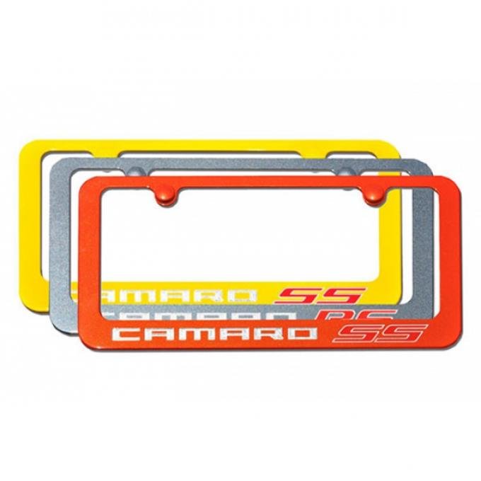 Camaro License Plate Frame,Elite Series, SS, Painted Factory Colors, Engraved,2010-2014