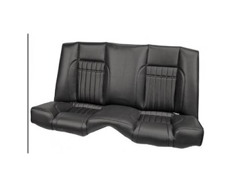Camaro 1967-68  Sport X Rear Seat Upholstery & Foam Kit Matte Black Vinyl & Gray Contrasting Stitch, with Black Grommets