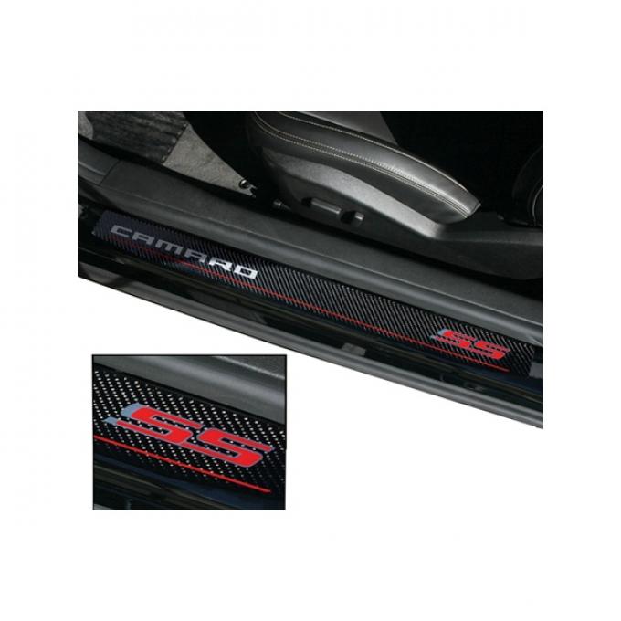 Camaro Door Sill Plates, SS Script, Carbon Fiber, 2010-2014