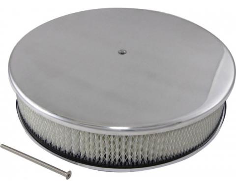 Air Cleaner, Round Smooth Polished Aluminum, 14 X 3