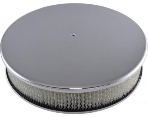 Air Cleaner, Round Smooth Chrome Aluminum, 14 X 3
