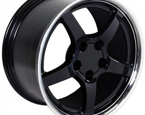 Firebird 18 X 9.5 C5 Style Deep Dish Reproduction Wheel, Black With Machined Lip, 1993-2002