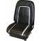 CUSTOM PRODUCT Distinctive Industries 1967 Camaro Deluxe Coupe/Convertible Front Bucket Seat Upholstery 072108BLACK | L-2295 Madrid Black /  L-2795 Madrid Bronze Stripe