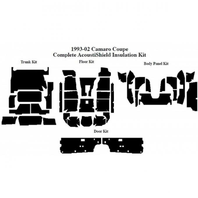 Camaro Insulation, QuietRide, AcoustiShield, Complete Kit, Coupe, T-Top, 1993-2002