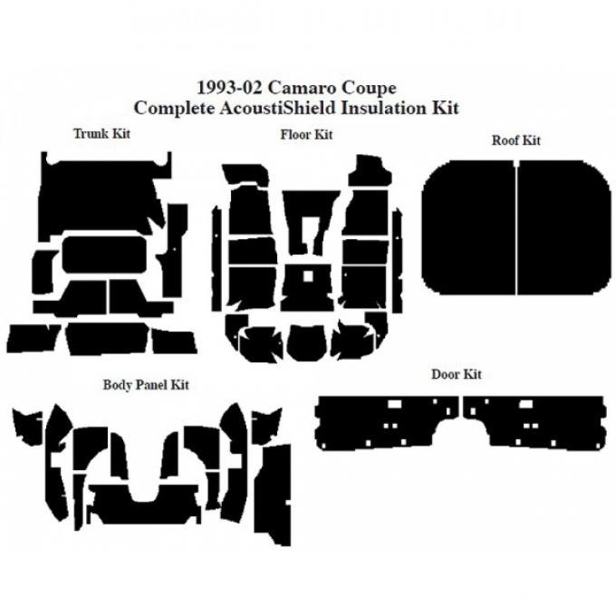 Camaro Insulation, QuietRide, AcoustiShield, Complete Kit, Coupe, 1993-2002