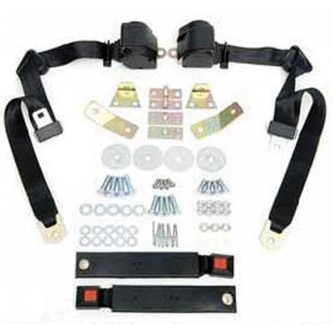 Camaro Shoulder Harness/Seat Belt Kit, 3-Point Retractable,With Black Buckle, 1967-1973