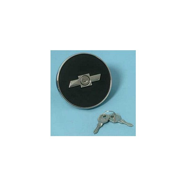thumbnail image 2 of OER Locking Gas Cap For 1967-68 Camaro – Black & Chrome With Chevy Bowtie Emblem 2 of 5