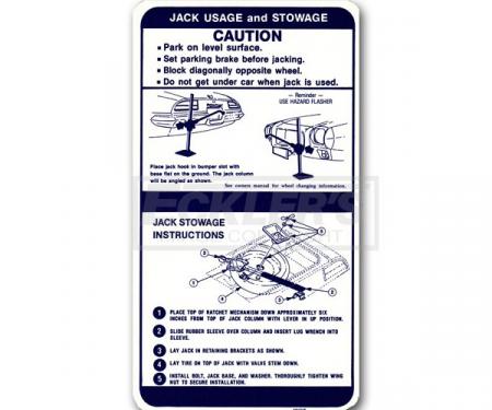 Firebird Jacking Instruction Decal, Early 1970