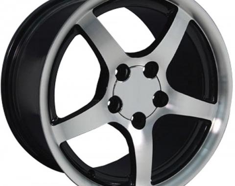 Firebird 18 X 10.5 C5 Style Deep Dish Reproduction Wheel, Black With Machined Face, 1993-2002