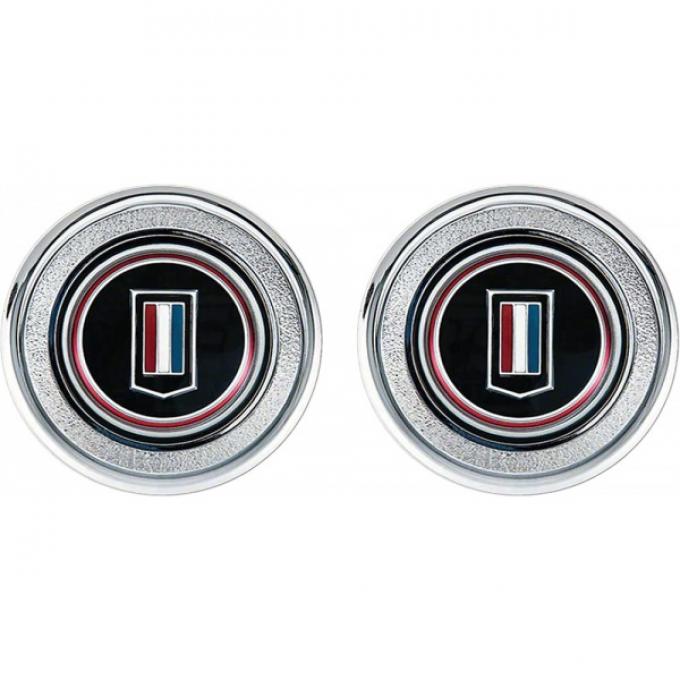 Camaro Interior Door Panel Emblems, Red/White/Blue Badge, 1974-1979