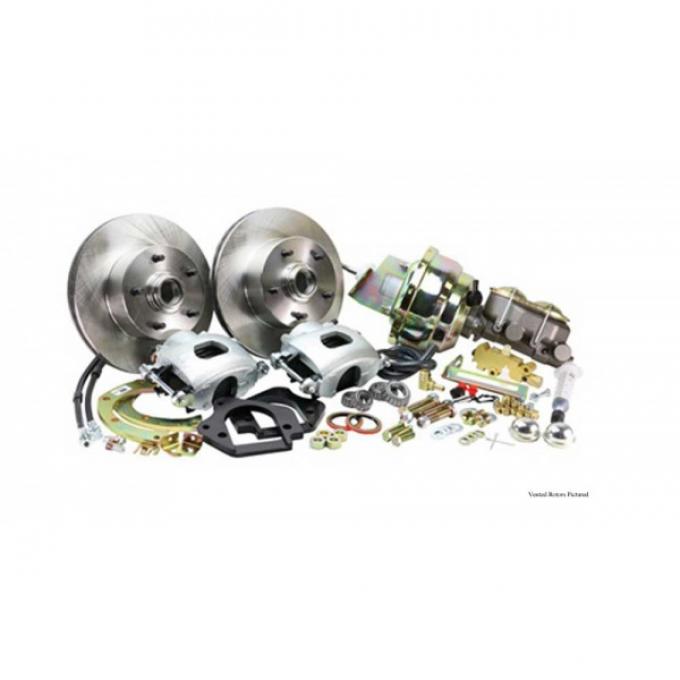 Front Disc Brake Conversion Kit For Stock Spindles, Drilled And Slotted Rotors, Power, 1967-1969