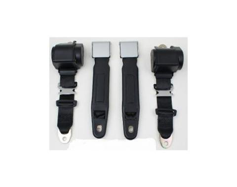 Firebird 3-Point Seat Belt With Chrome Lift Buckle, For Bench Seat, 1967-1975