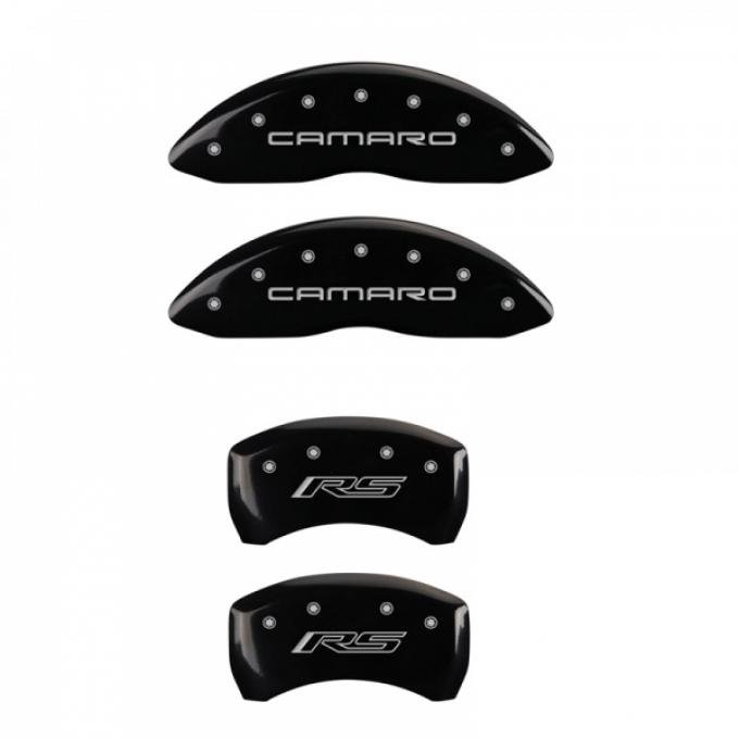 Camaro Caliper Covers, Black, V6, Front Camaro & Rear RS Logo, 2010-2013