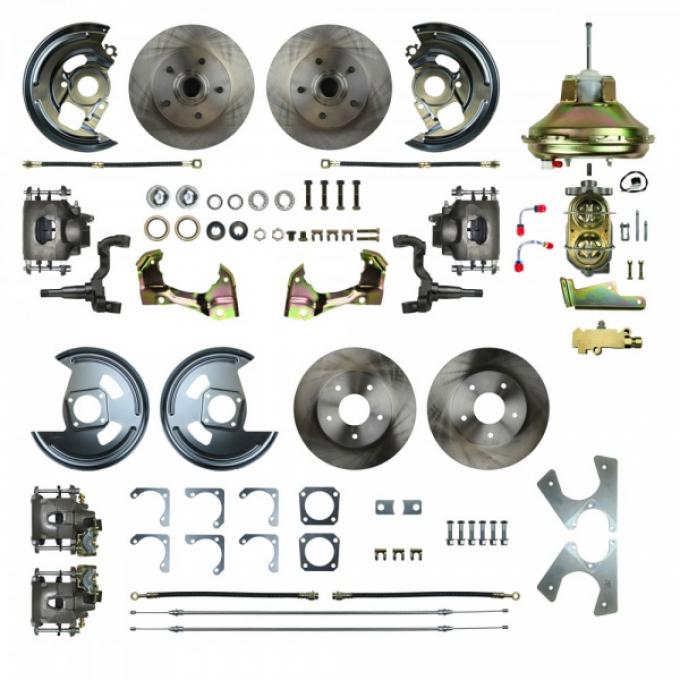 Camaro 4-Wheel Power Disc Brake Conversion Kit With 11" Factory Style Booster, Non-Staggered Rear Shocks, 1967-1969