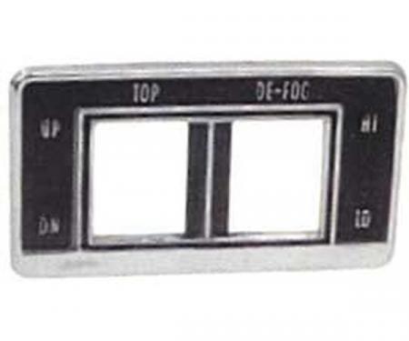 Firebird Convertible Power Top Switch & Rear Defogger Switch Bezel, 1969