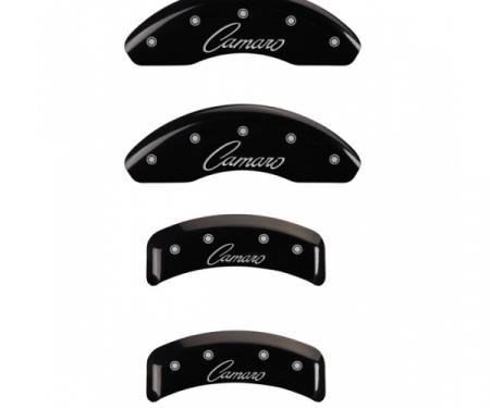 Camaro Caliper Covers, Black, V6, Front & Rear Camaro Classic Cursive Logo, 2010-2013